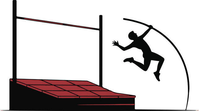 Athlete at the pole vault system