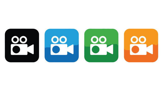 Video Camera Icon Recording Media Film Shooting Video Production Broadcast Vector Illustration Set Isolated Background