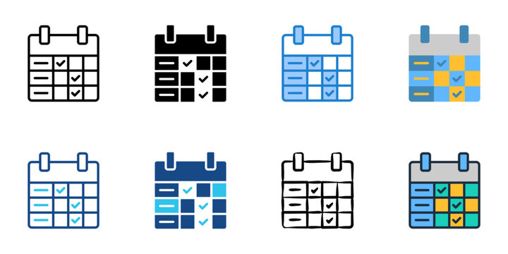 Habit tracker icons set multiple style collection. Editable stroke 
