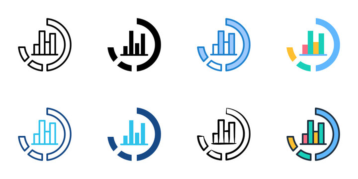 Progress chart icons set multiple style collection. Editable stroke 
