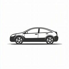 Fototapeta premium Minimal flat car icon illustration with modern sedan side view in clean monochrome style on light background