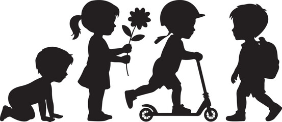 Vector silhouette of children. 2