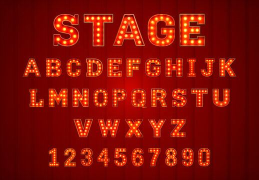 Vintage Illuminated Marquee Alphabet Font Set
