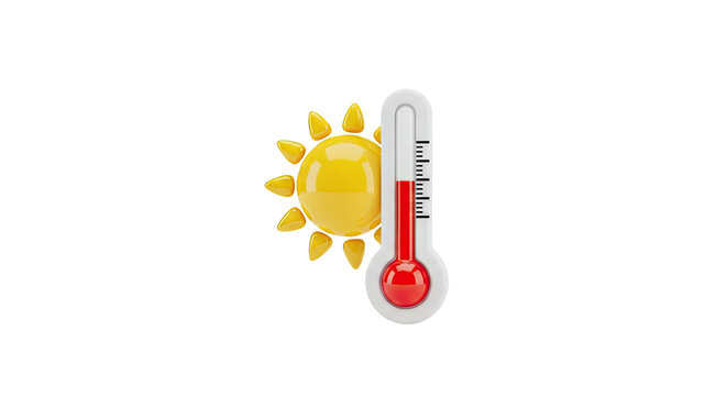 Sun and Thermometer Indicating High Temperature