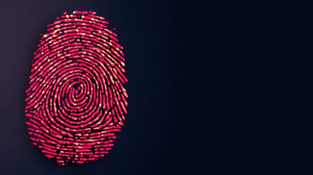 Glowing red fingerprint impression displayed prominently against a dark background