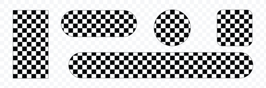 Seamless pattern of race checkered flags. Black and white checkerboard texture, motorsport finish line design. Vector illustration on white background. EPS 10 .