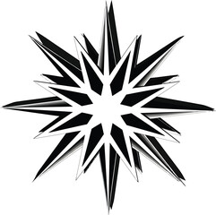 Obraz premium Black Starburst Shape Isolated on White Background