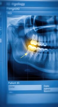 Dental X-ray Showing Wisdom Tooth Impaction.