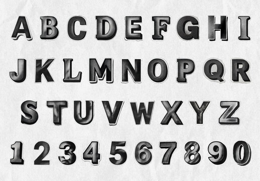 Vintage Textured Alphabet And Numbers Font Set