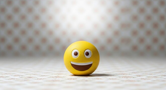 Smiling Emoji on a Checkered Surface.