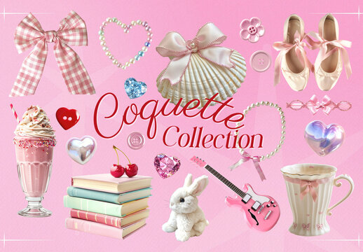 Charming Pink Aesthetic Element Set