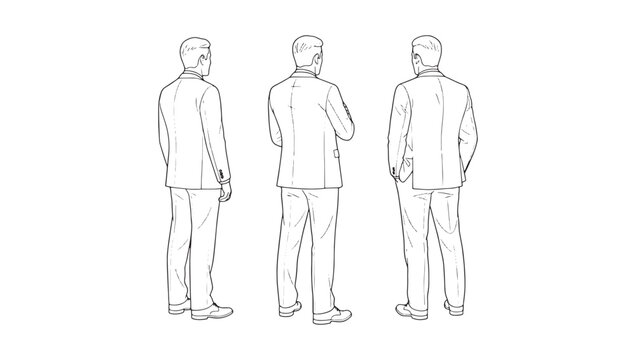 Male Figure Template Front Back and Side View Vector