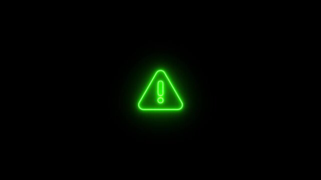 Neon line warning attention white color animation icon signal alert risk safety danger road warning sign sign symbol. alert , risk , safety, danger road warning sign, Warning attention icon signal