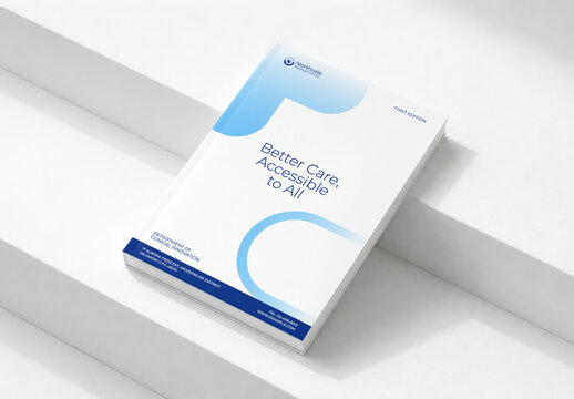 Healthcare Book Mockup On White Stairs PSD