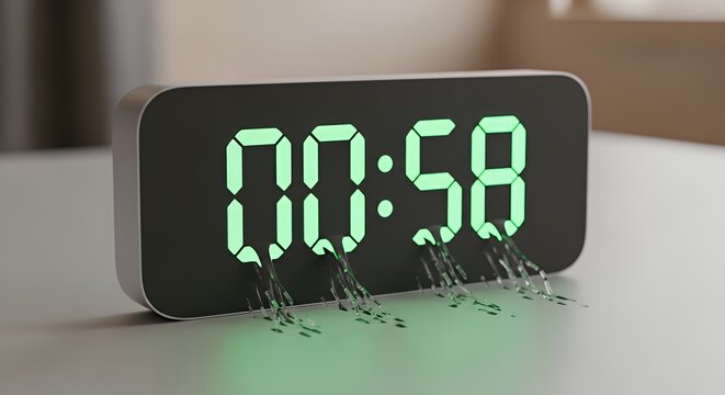 A minimalist timer with the numbers physically falling off the bottom