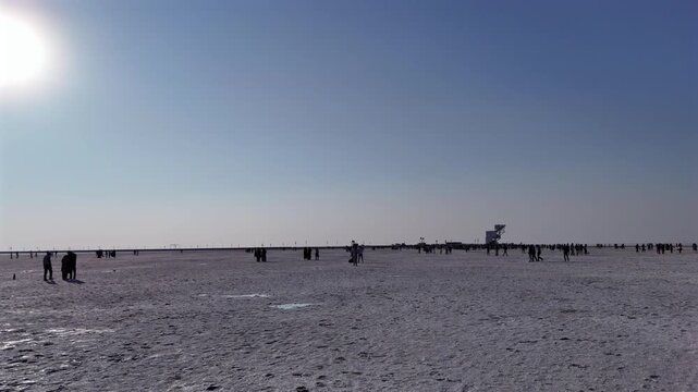 Aerial View of Tourists at Rann of Kutch White Desert Gujarat India