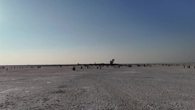 Aerial View of Tourists at Rann of Kutch White Desert Gujarat India
