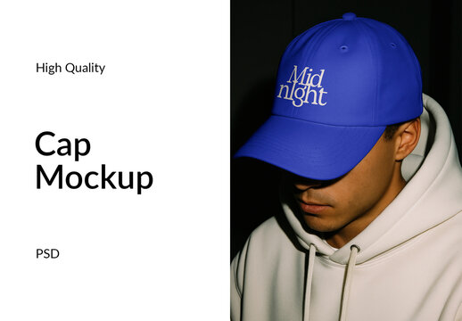 Blue Cap Mockup Design PSD