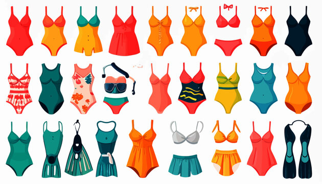 Variety of womens swimsuits on display.