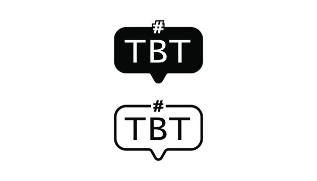 TBT throwback Thursday icon set with speech bubbles and hashtag