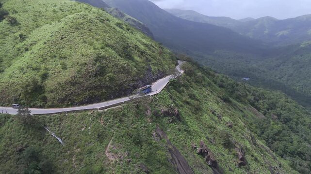 Aerial View of Mountain Road in Charmadi Ghat Karnataka India