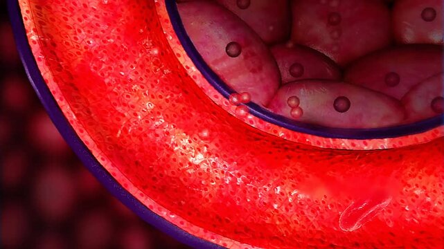 3D animation showing aerobic and anaerobic respiration for energy production in cells.
