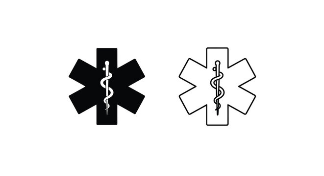 Star of life symbol in black and white variations medical emblem