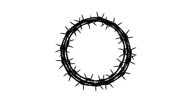 Circular crown of thorns depicted as a stark black silhouette