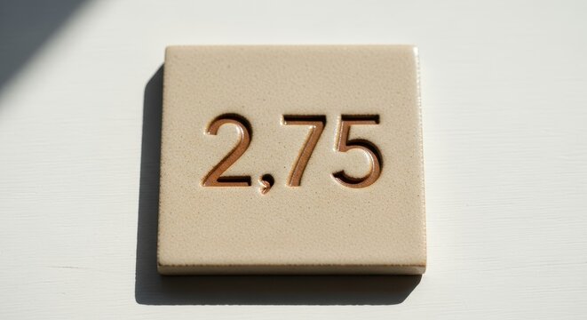 Close-up of a Square Tile with the Number 2.75.