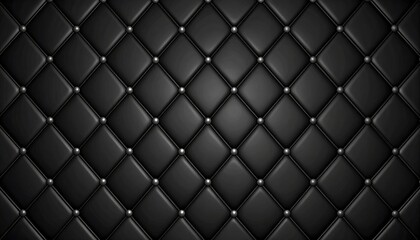 Fototapeta premium A close-up view of a dark, textured surface with a diamond-stitched pattern and small, metallic studs at each intersection