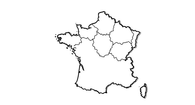 Outline map of france a simplified geographical representation of the french republic's territorial boundaries