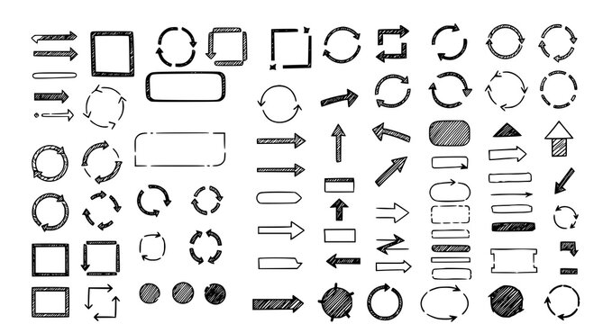 Hand drawn arrow and shape collection a versatile set for diagrams flowcharts and creative projects