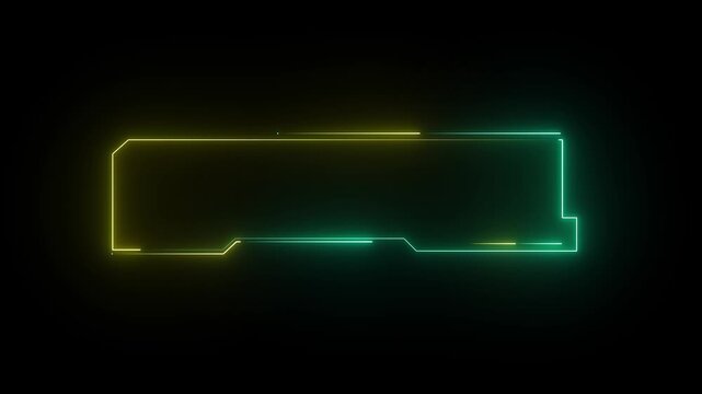 Glowing neon Futuristic HUD Element with Glowing Neon Lines on Black Background.4k animation motion graphics video..