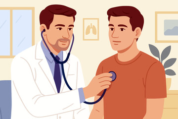 Fototapeta premium Doctor examining patient with stethoscope