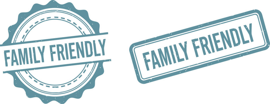 Family Friendly Badge and Stamp Vector Icons for Safe Content and Business Marketing