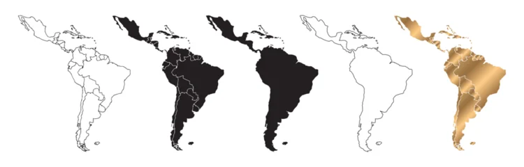 Map of Latin America, with black and gold lines. © Eakglory