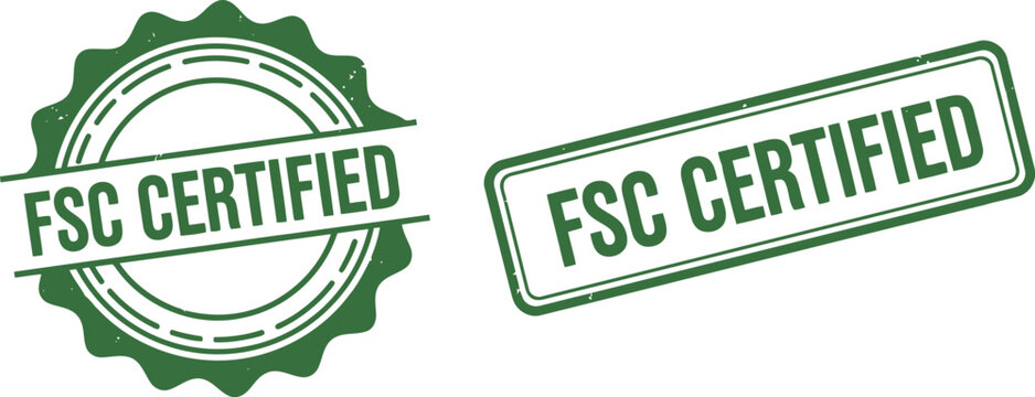FSC Certified Eco Label Badges in Green for Sustainable Product Packaging and Environmental Certification