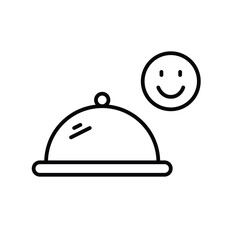 Fototapeta premium Food cloche and smile. Diet satisfaction and positive food reviews. Pixel perfect, editable stroke vector icon