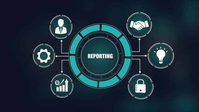 Reporting business analysis concept, professional data management strategy, teamwork partnership, digital innovation, growth success and data security.