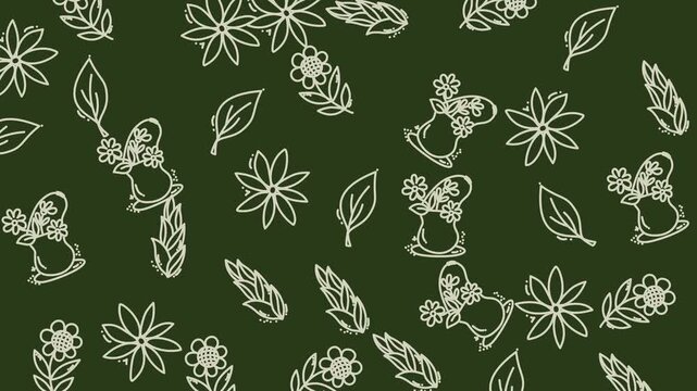 Chalk Drawn Botanical Pattern in Motion.