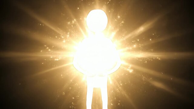暗闇の中で光を掲げ希望が静かに広がる棒人間の象徴的表現