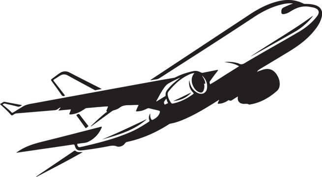 Airplane, aircraft, flying, silhouette, black, vector icon, travel, transportation, aviation