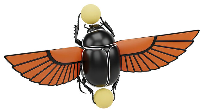 Egyptian Scarab Beetle with Wings and Sun Disk