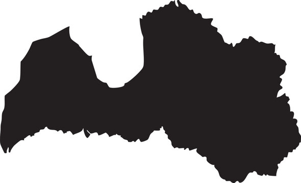 Black silhouette map of Latvia a simple vector graphic for national identity travel or informational purposes isolated on a white background