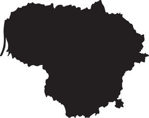 Obraz premium Black silhouette map of Lithuania a simple vector graphic for national identity travel or informational purposes isolated on white background