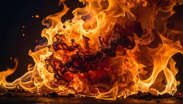 A large, intense fire with orange and yellow flames