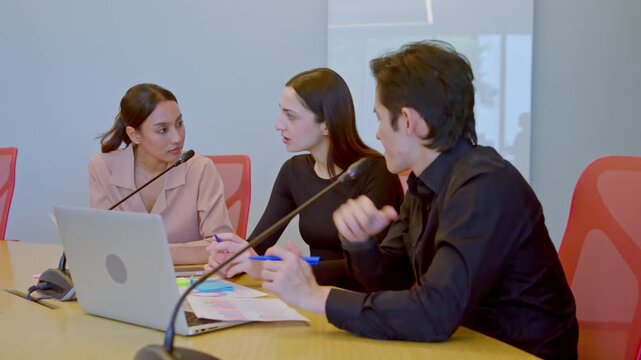 Collaborative business meeting office teamwork session professional environment close-up view effective communication strategies
