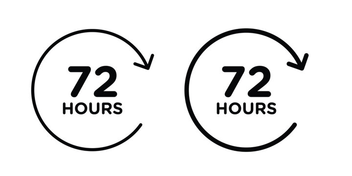 72 hours icon editable designs collection. black and white icons
