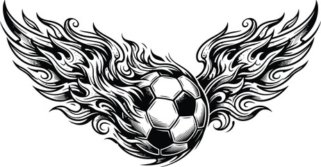 A soccer ball with flaming wings  And FIFA World Cup 2026, FIFA World Cup, World Cup. © Pure