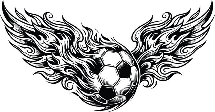 A soccer ball with flaming wings  And FIFA World Cup 2026, FIFA World Cup, World Cup.